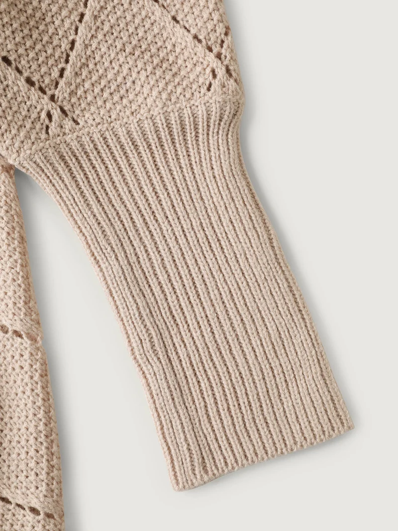 Textured Dolman Sleeve Open Knit Cardigan