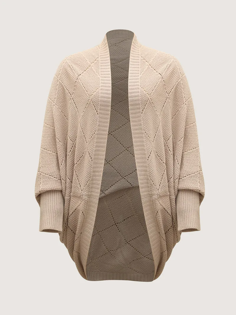 Textured Dolman Sleeve Open Knit Cardigan