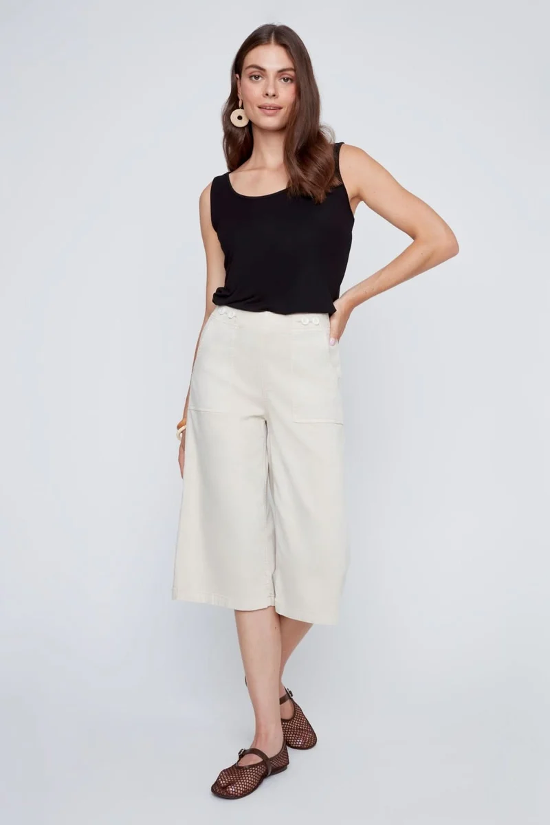 Pantalon capri à jambe large