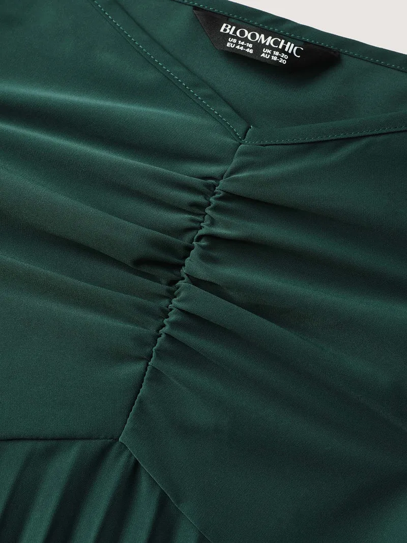 Pleated Pockets Solid Cami Midi Dress