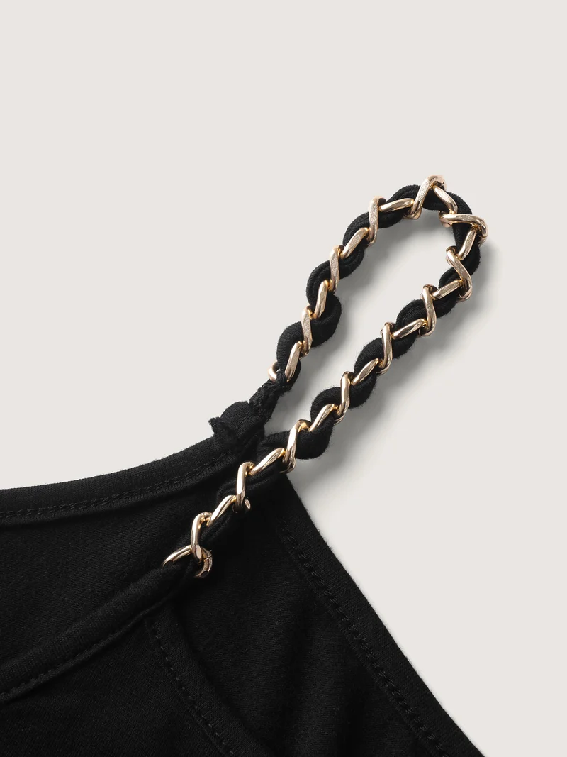 Off-Shoulder Metallic Detail Flowy T-Shirt