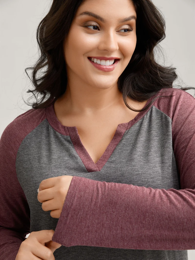 Supersoft Color Contrast Raglan Sleeve Lounge Top