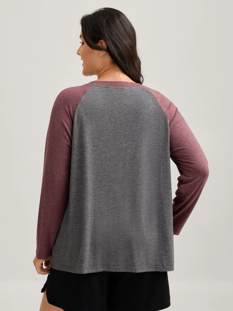 Supersoft Color Contrast Raglan Sleeve Lounge Top