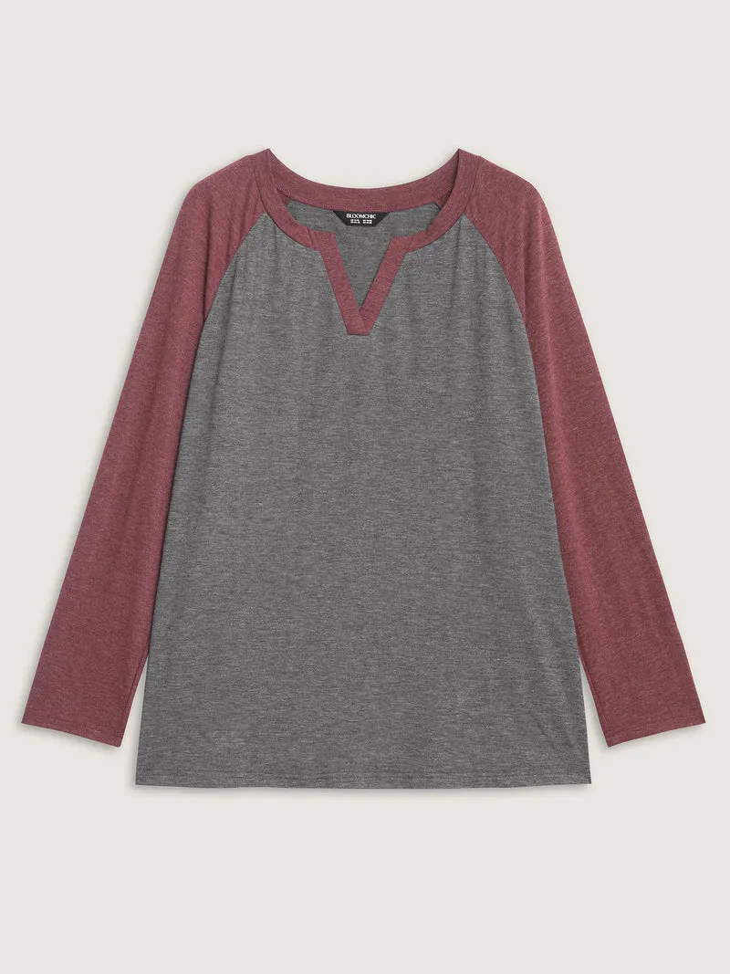 Supersoft Color Contrast Raglan Sleeve Lounge Top