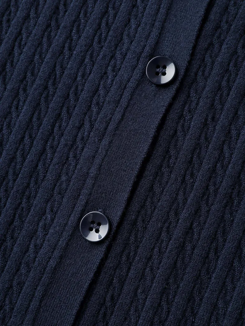 Supersoft Cable Knit Button Solid Cardigan