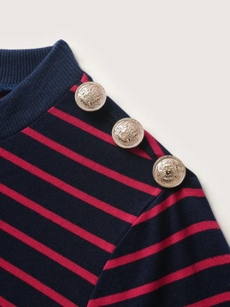 Striped Three-Quarter Sleeve T-Shirt