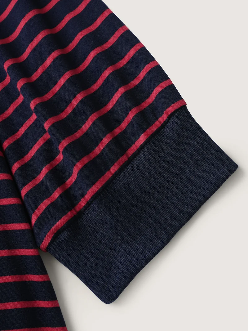 Striped Three-Quarter Sleeve T-Shirt