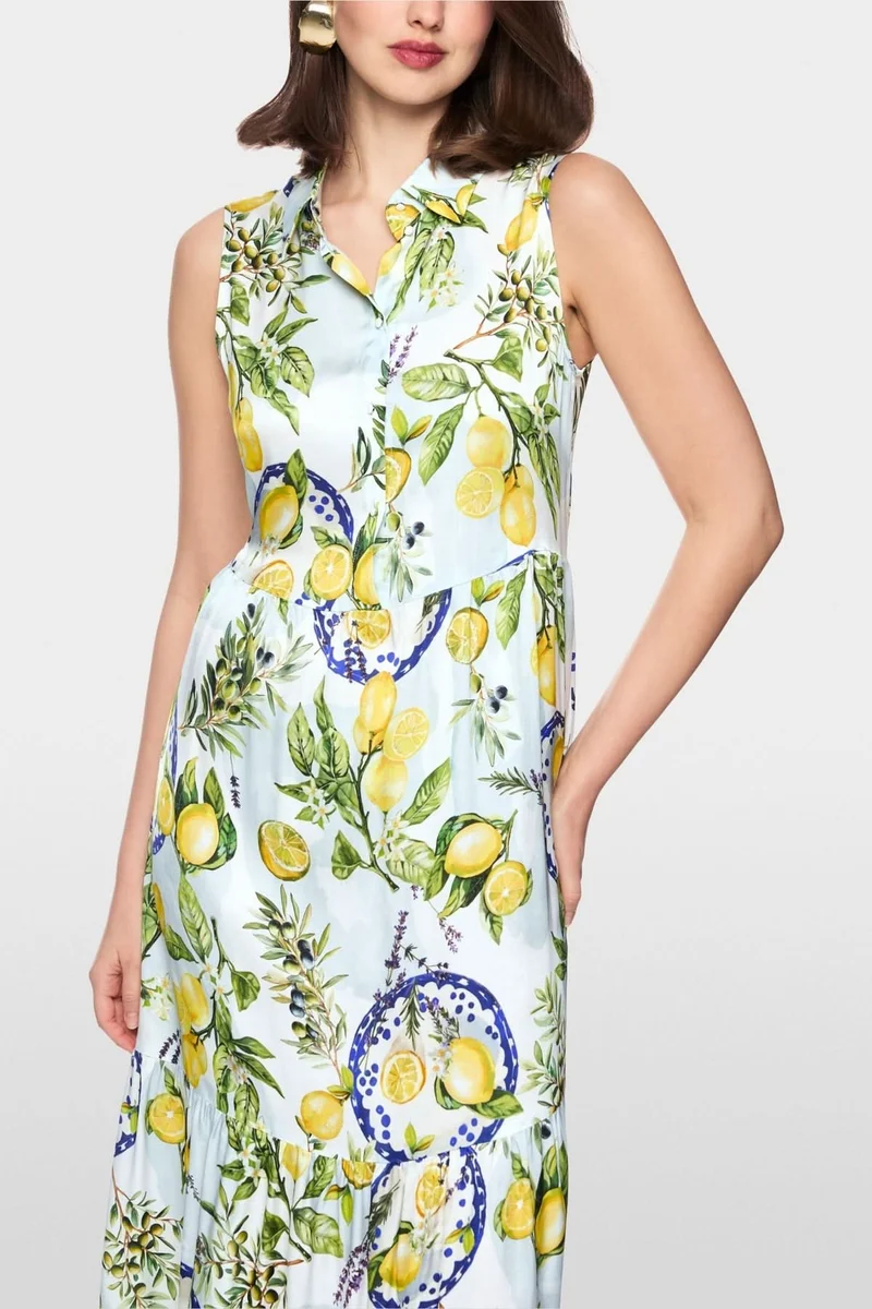 Robe longue imprimée à col chemise
