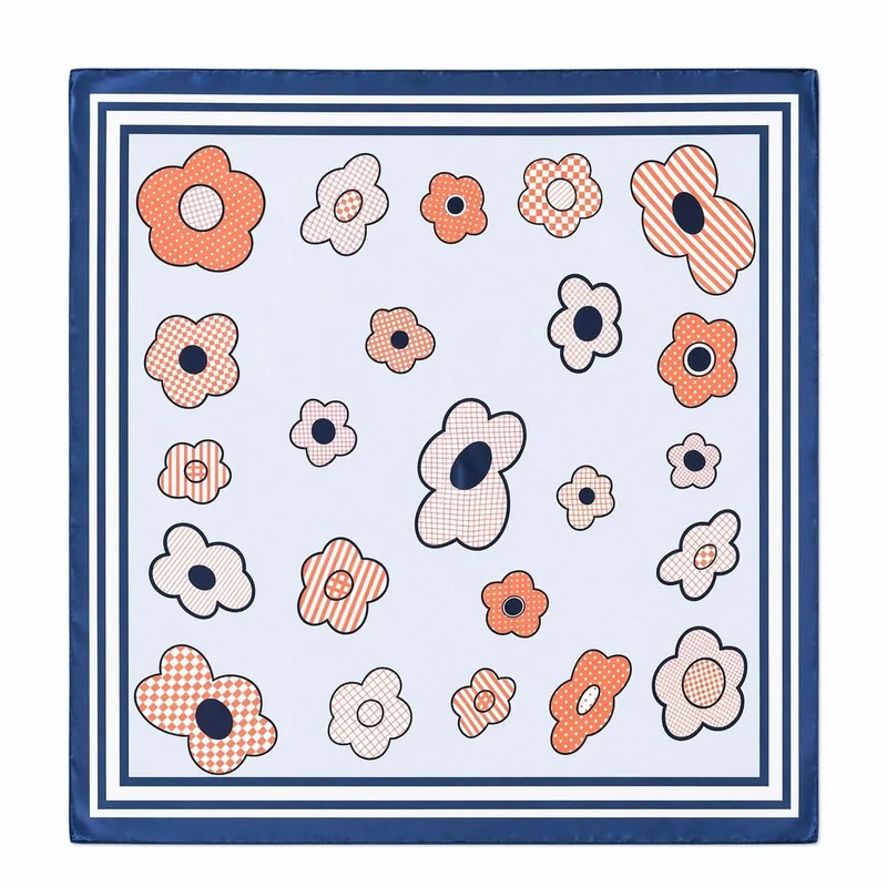 Foulard carré imprimé fleurs graphiques