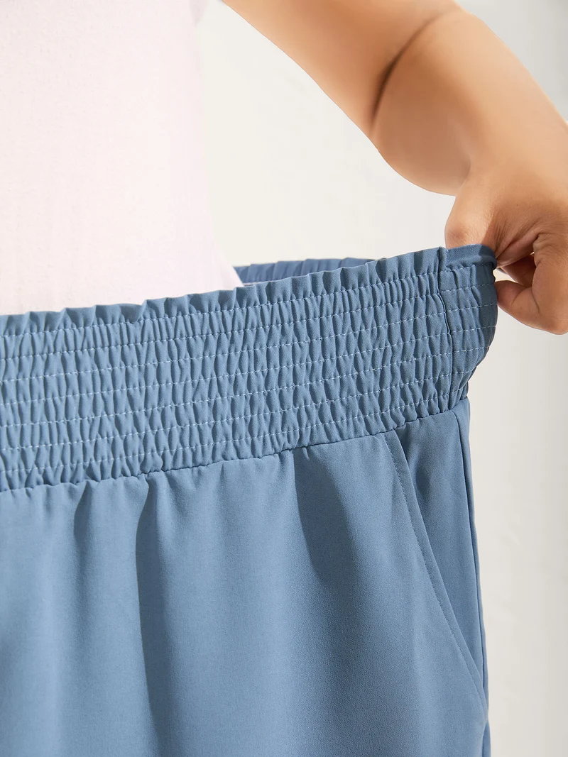Petal Hem Slit Wide-Leg Pants