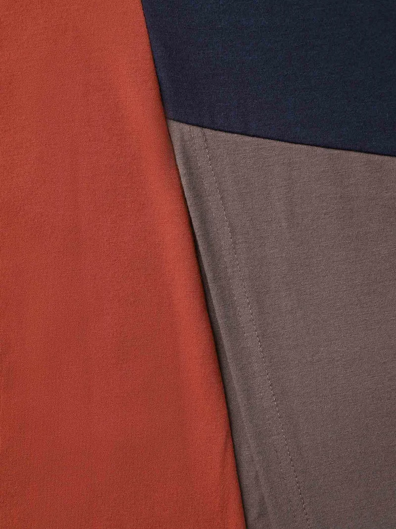 Color Block Slit Asymmetrical Hem T-Shirt