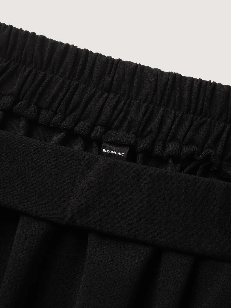 A-Line Solid Pleated Midi Skirt