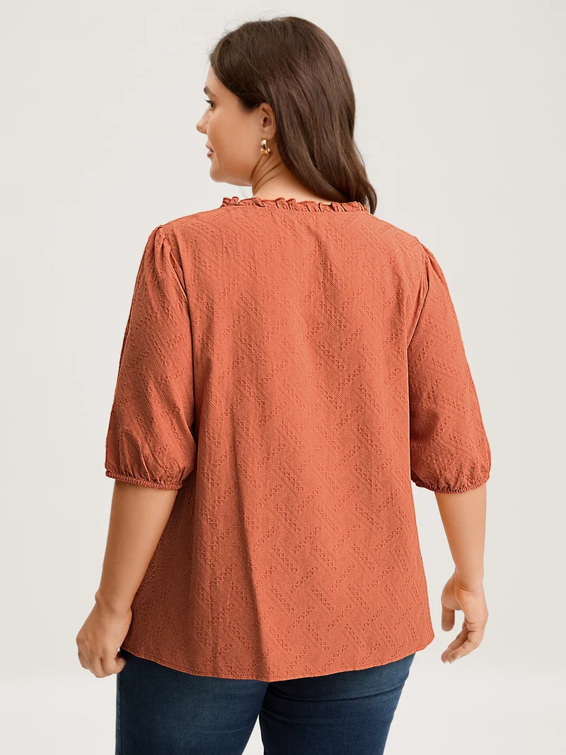 Pure Cotton Textured Tassel Blouse