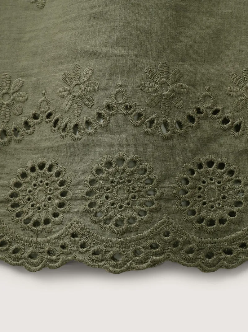 Cotton Eyelet Embroidered Flowy Tank Top