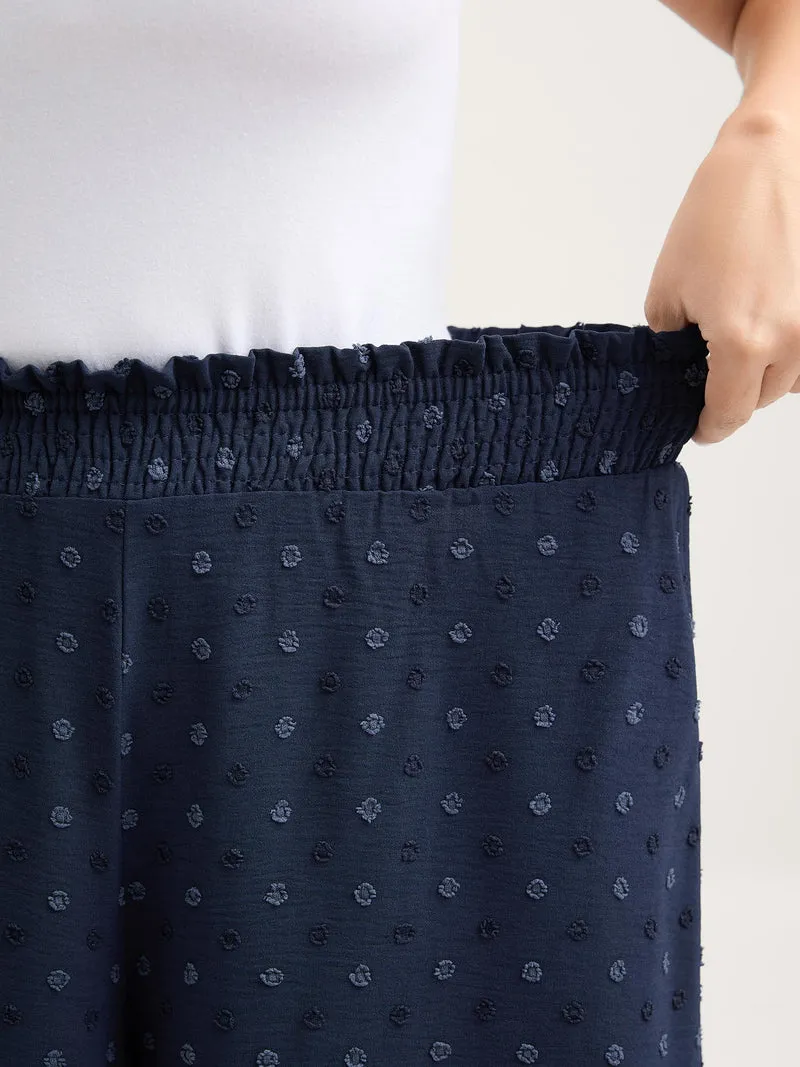 Textured Polka Dots Irregular Wide-Leg Pants