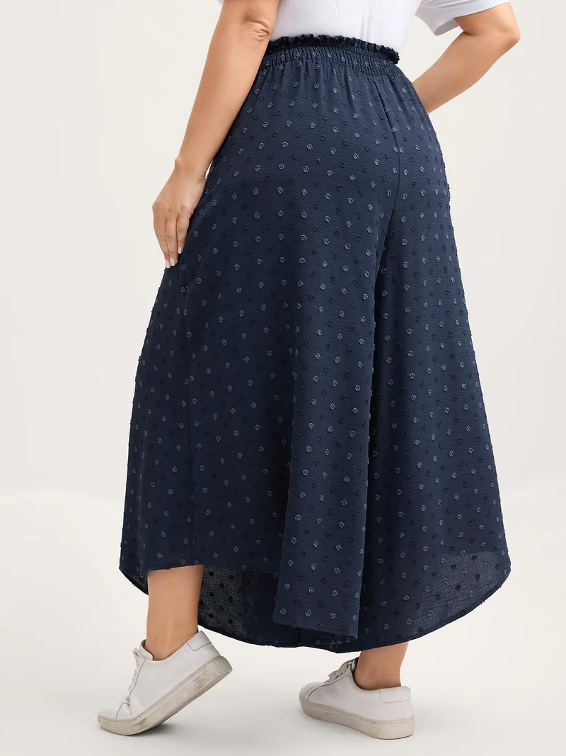 Textured Polka Dots Irregular Wide-Leg Pants