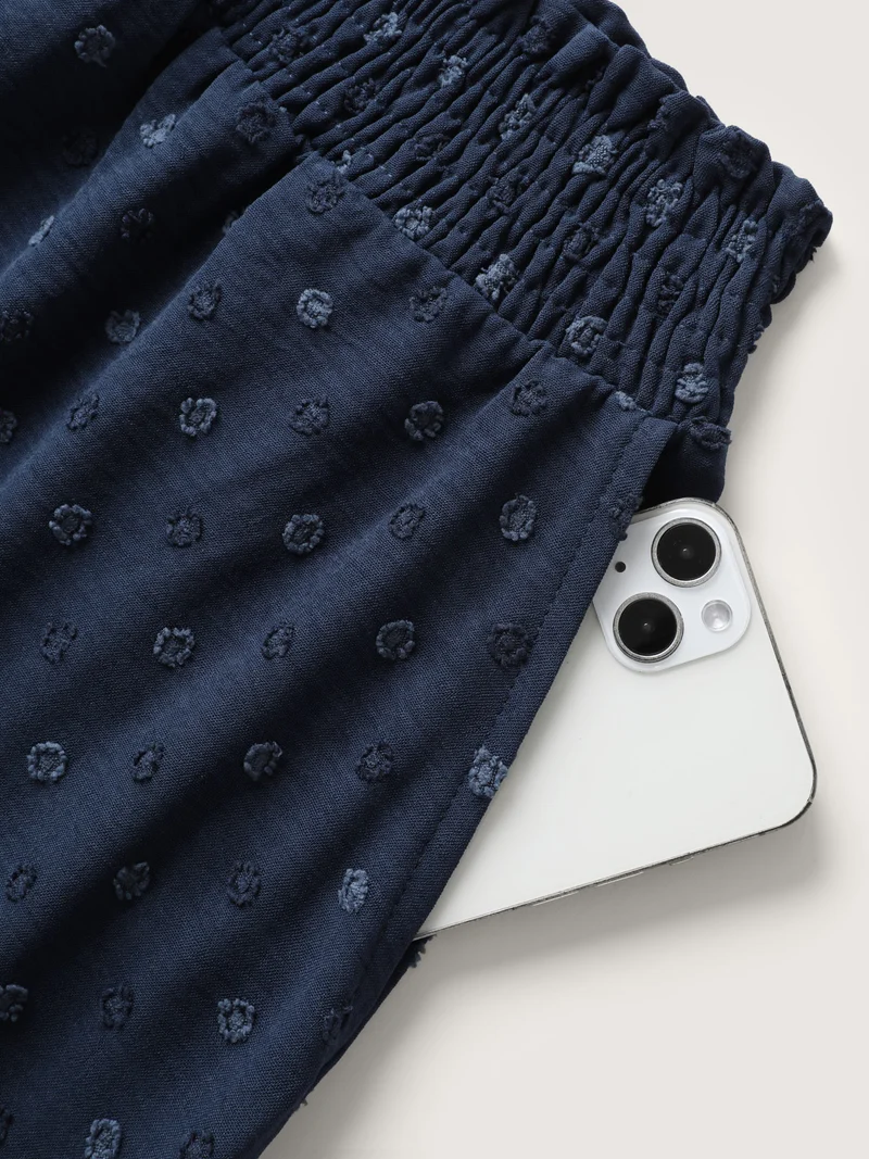 Textured Polka Dots Irregular Wide-Leg Pants
