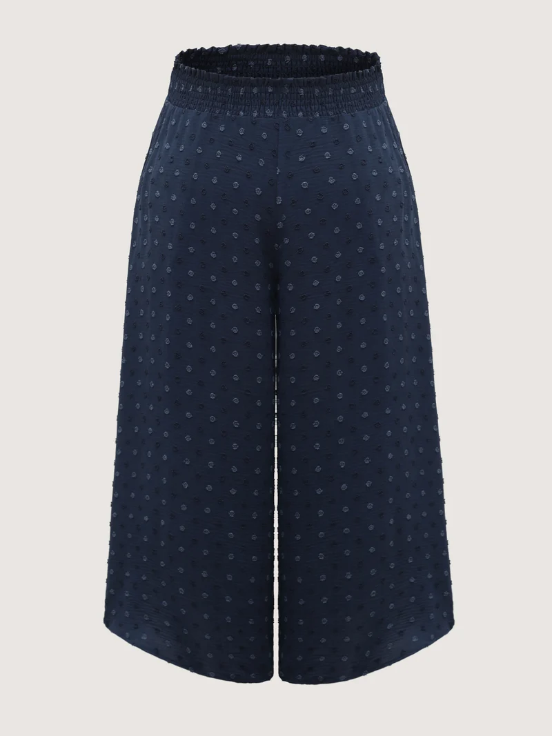 Textured Polka Dots Irregular Wide-Leg Pants