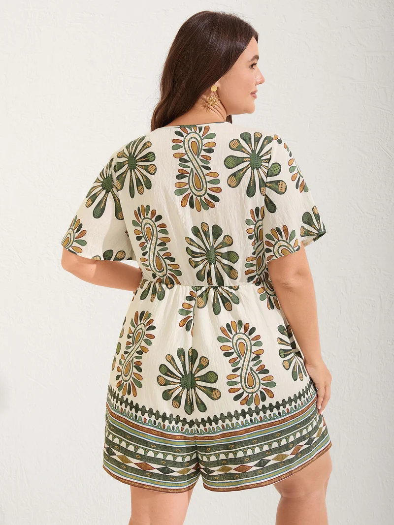 Rayon Knotted Front Pockets Romper