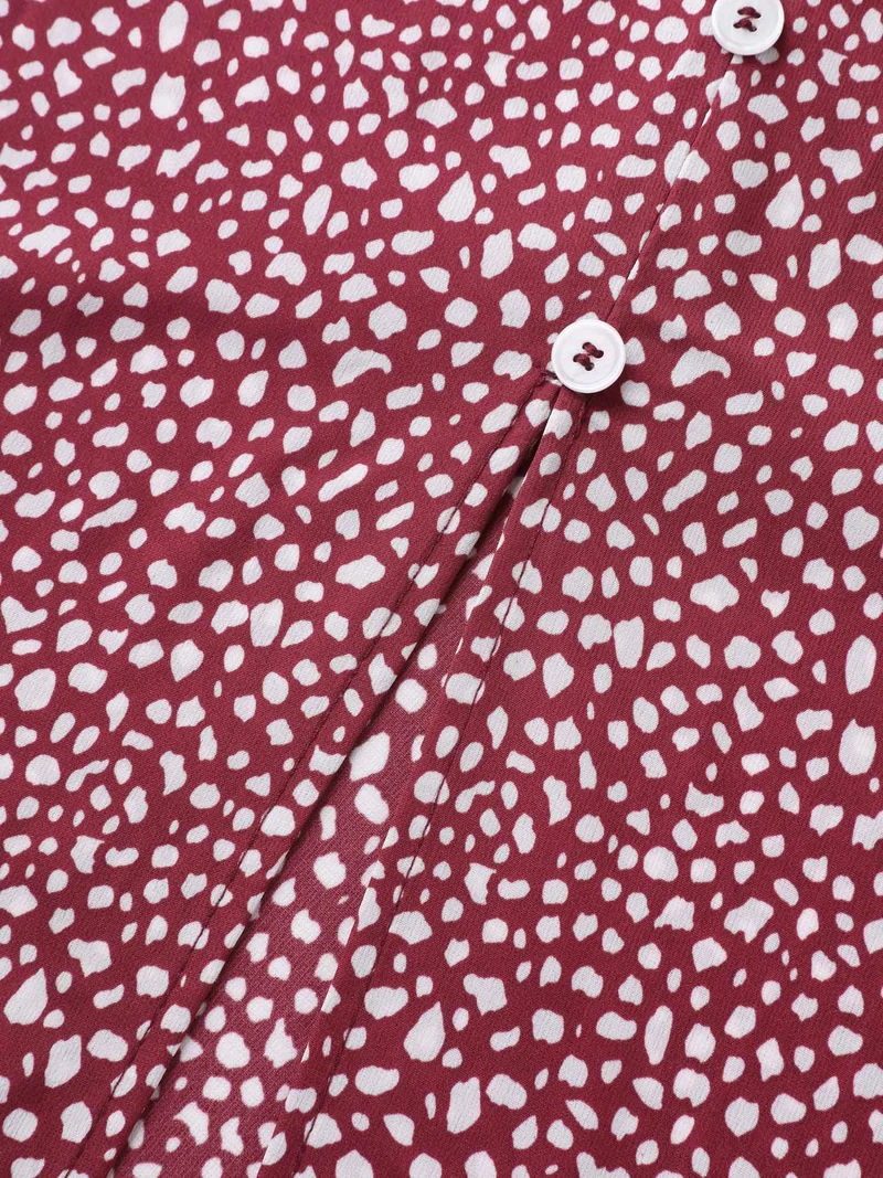 Polka Dots Button Front Midi Dress