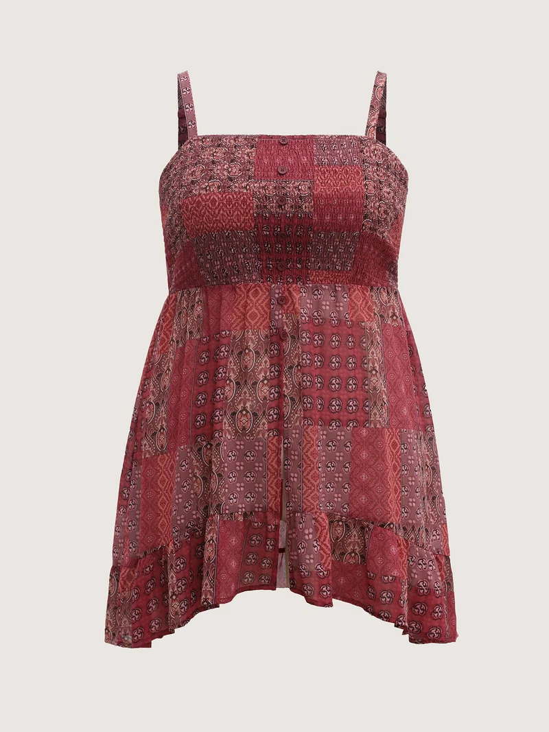 Boho Collage Print Longline Tank Top