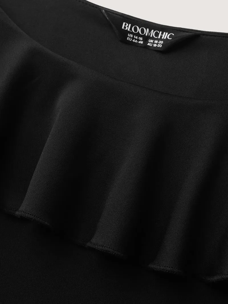 Pleated Ruffled Off-Shoulder Midi Dress