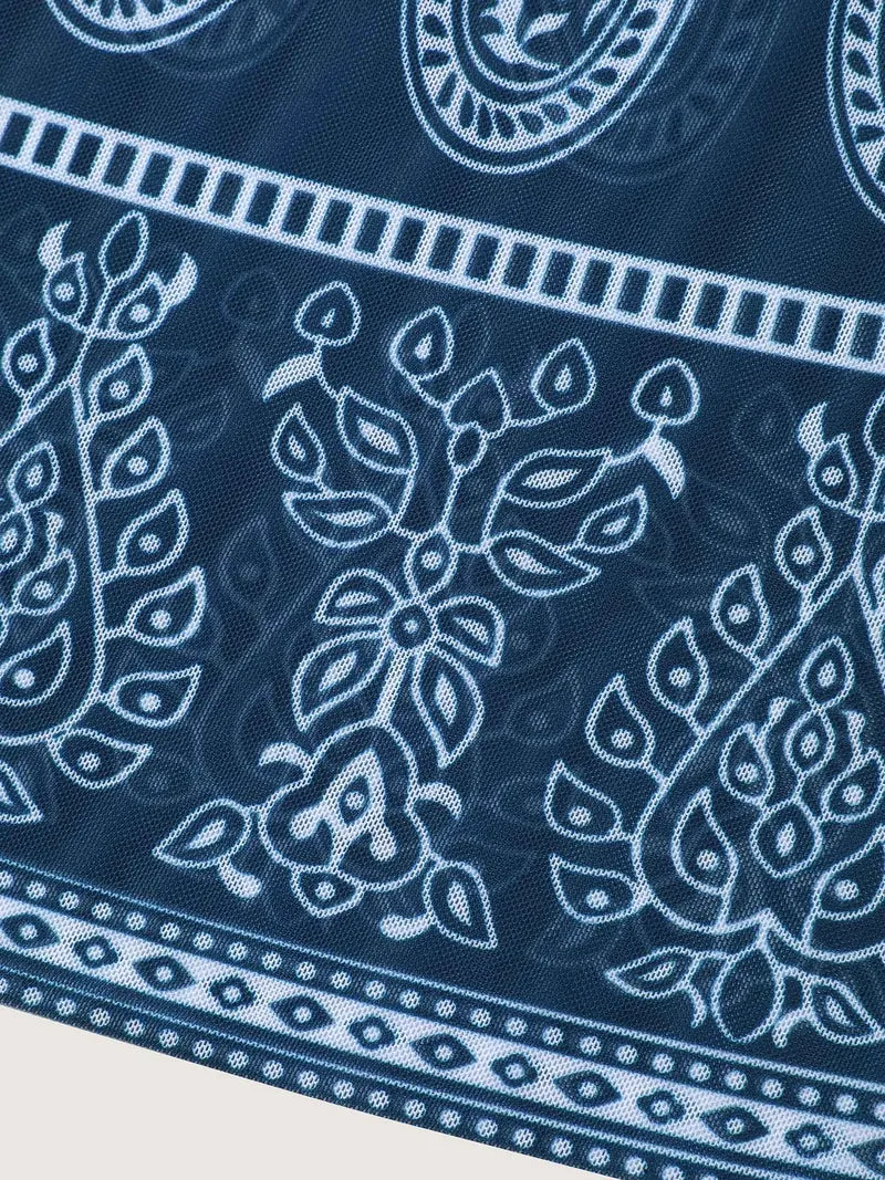 Two-Piece Paisley Sarong Swimsuit