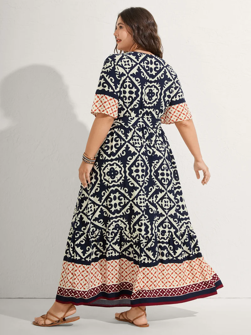 Boho Print Side Tie Maxi Dress