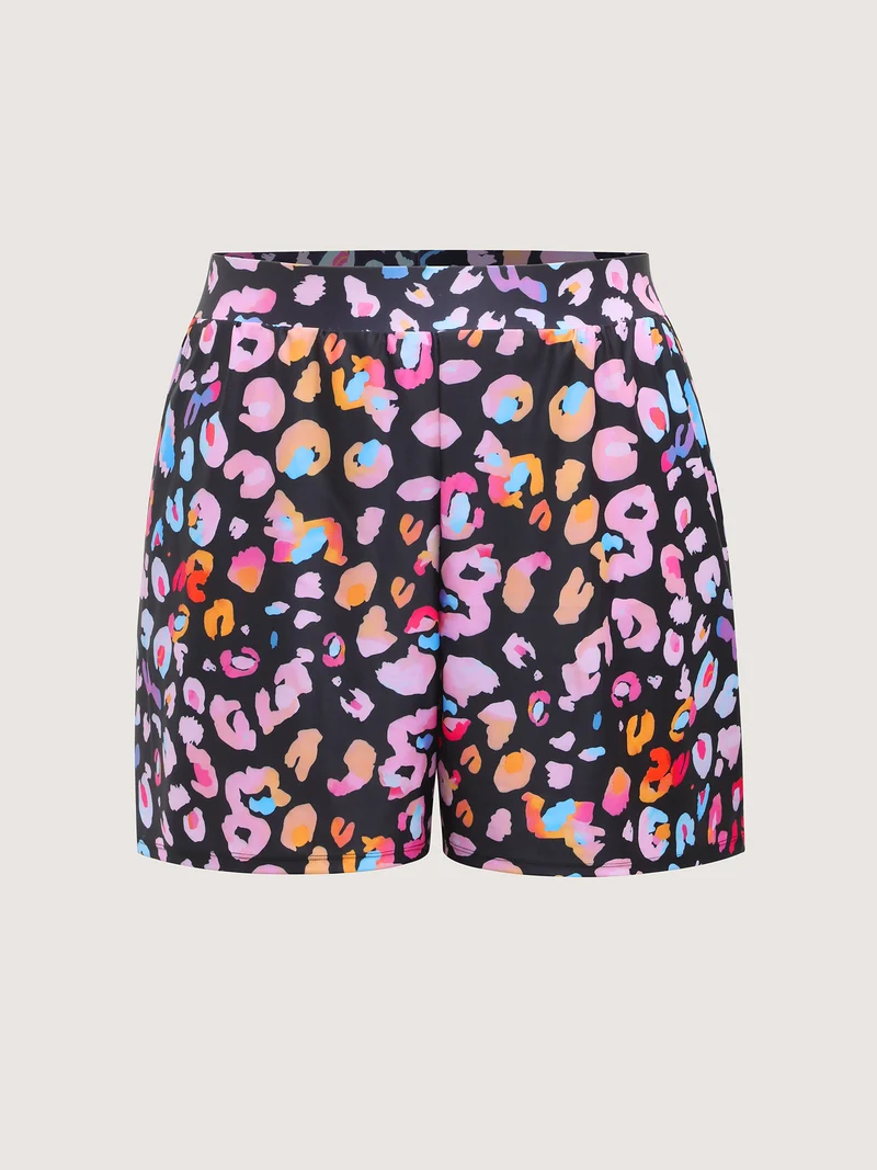 Leopard Print Pockets Swim Bottoms
