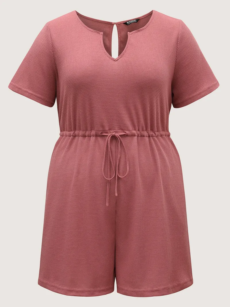 Textured Stretchy Waist Pockets Sleep Romper