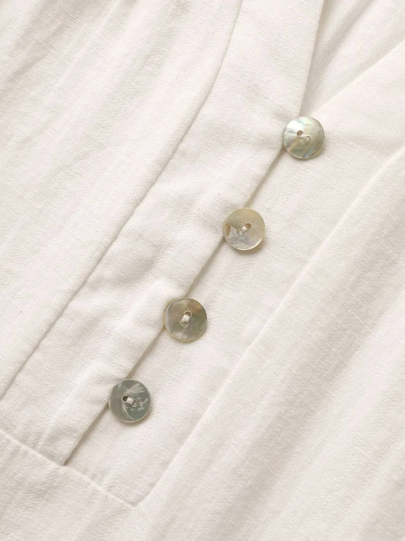 Cotton Lace Eyelet Trim Layered Sleeve Blouse