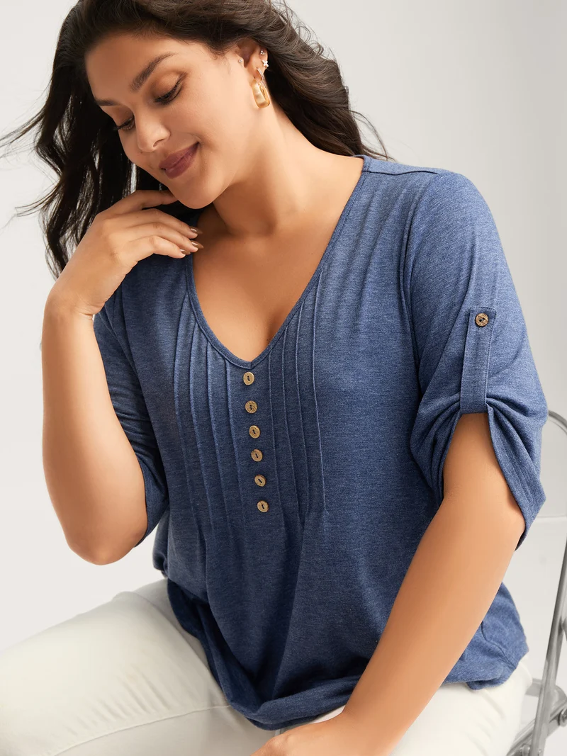 Supersoft Tab Sleeve Placket T-Shirt