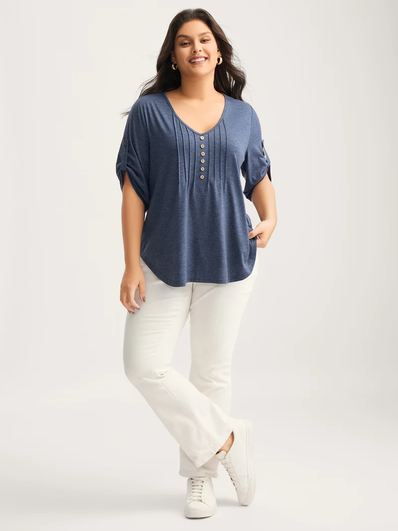 Supersoft Tab Sleeve Placket T-Shirt