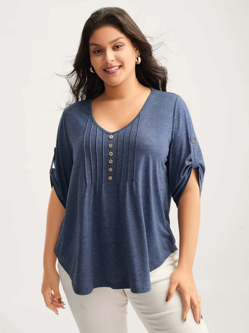 Supersoft Tab Sleeve Placket T-Shirt