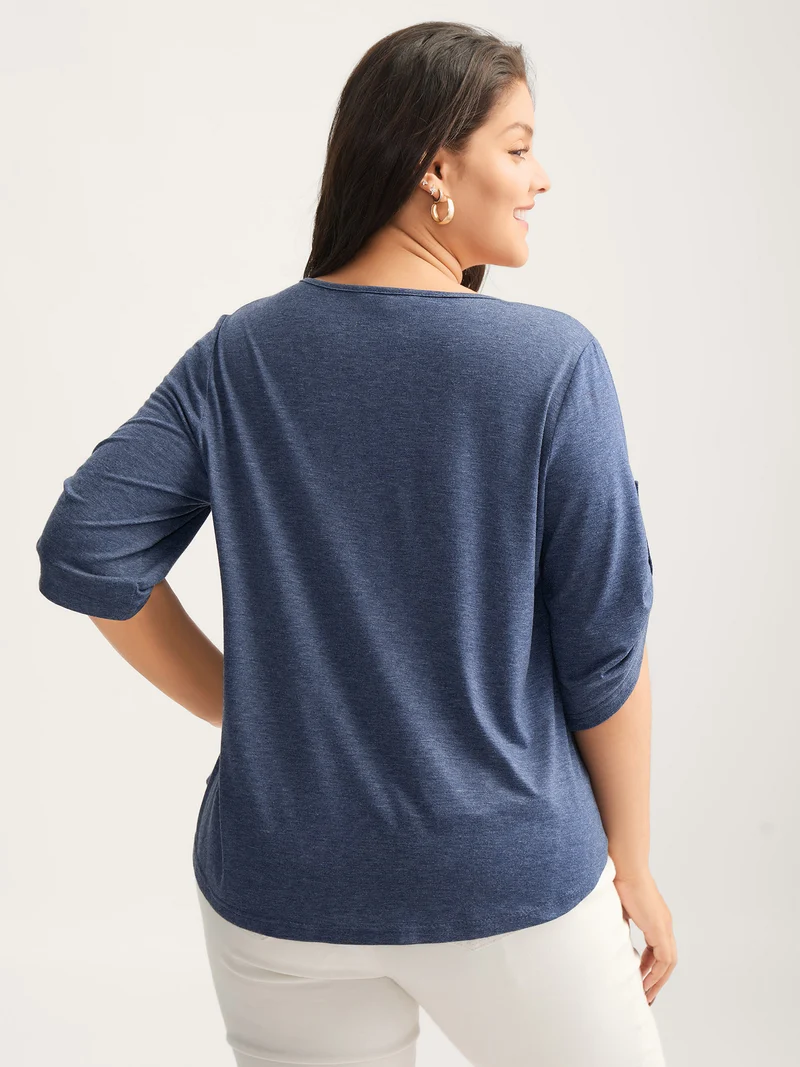 Supersoft Tab Sleeve Placket T-Shirt