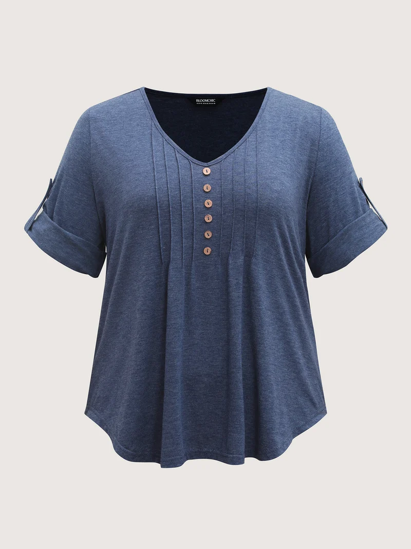 Supersoft Tab Sleeve Placket T-Shirt
