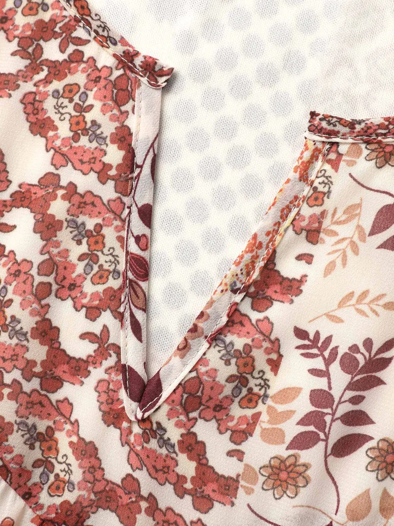 Chiffon Boho Collage Flowy Tank Top