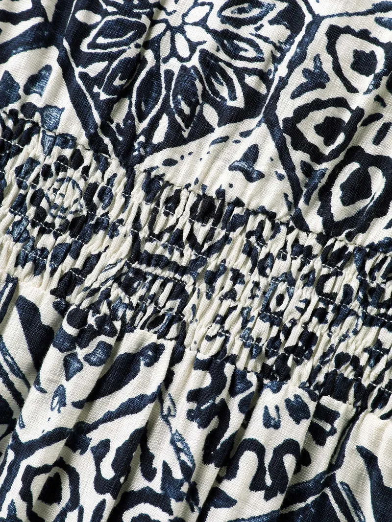 Boho Geometric Print Split Midi Dress