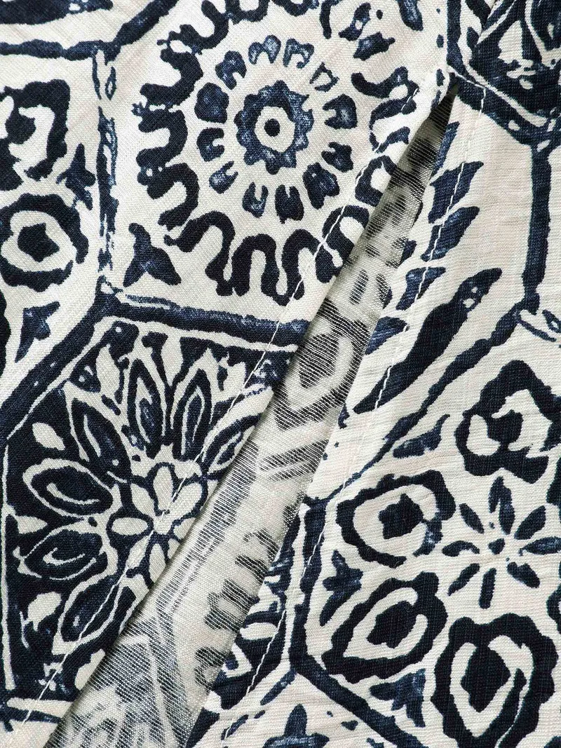 Boho Geometric Print Split Midi Dress