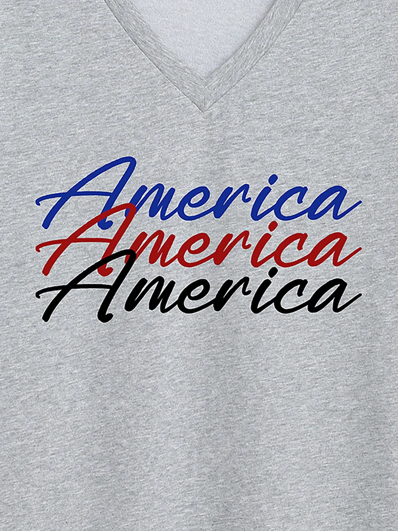 American Print V-Neck T-Shirt