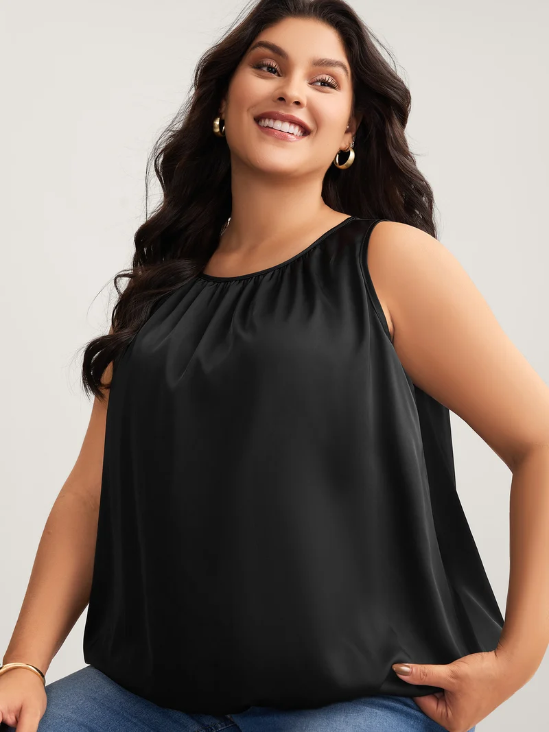 Shimmery Pleated Relaxed Fit Top