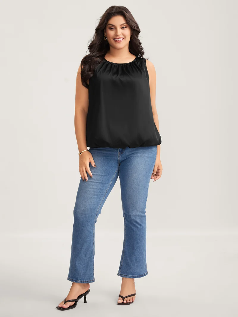 Shimmery Pleated Relaxed Fit Top
