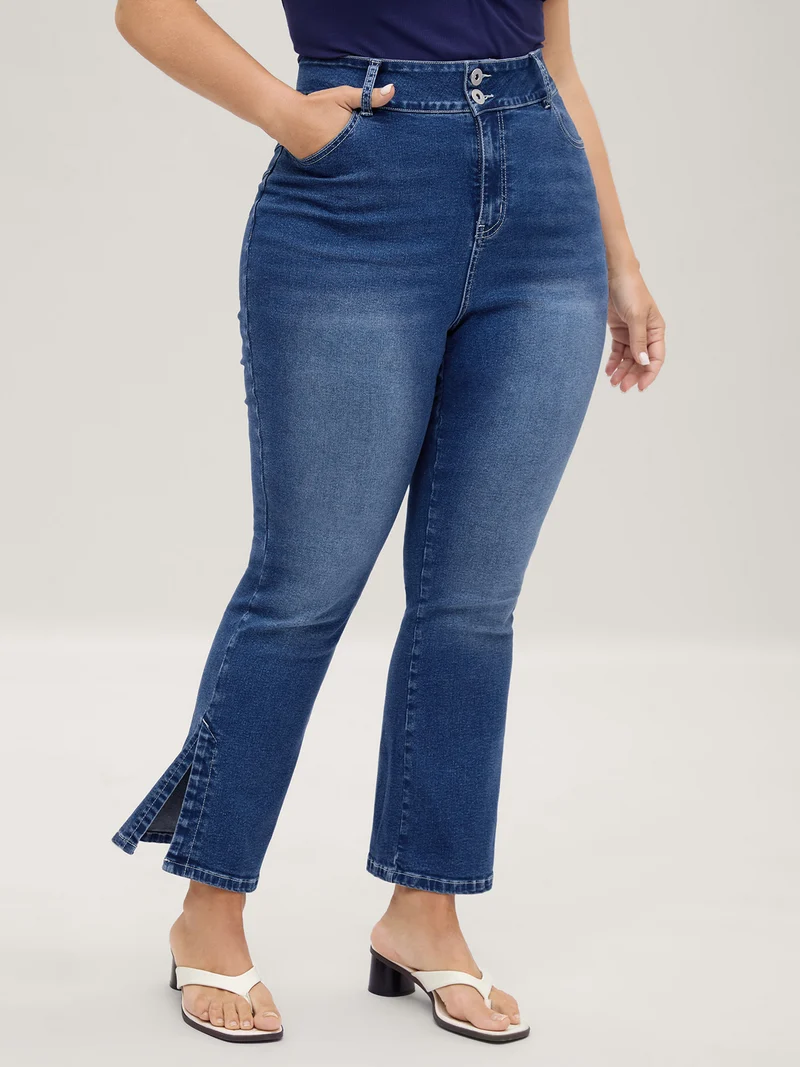 Stretch No-Gap Waist Slit Hem Jeans