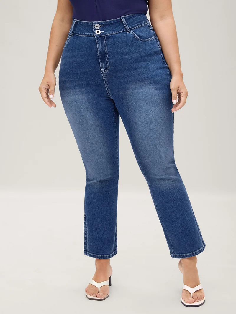 Stretch No-Gap Waist Slit Hem Jeans