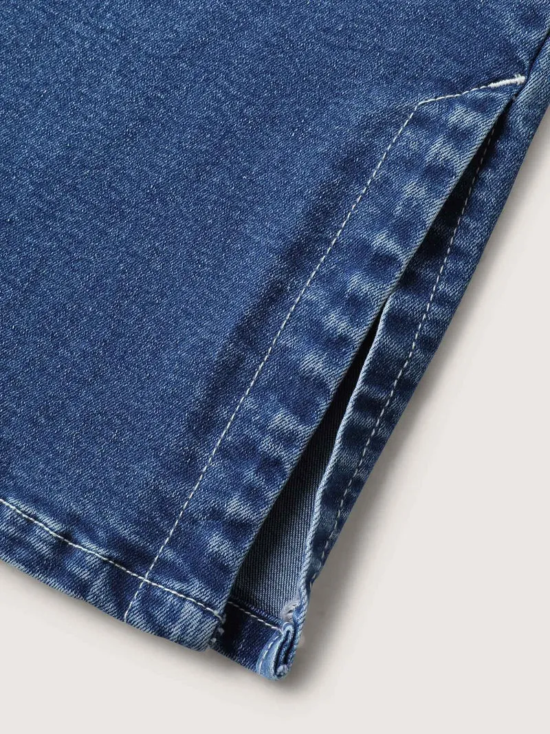 Stretch No-Gap Waist Slit Hem Jeans