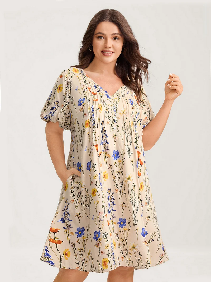Florals Everywhere Toothpick Pleat Midi Dress