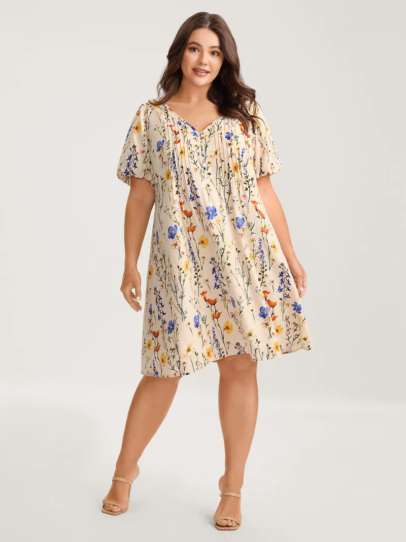 Florals Everywhere Toothpick Pleat Midi Dress