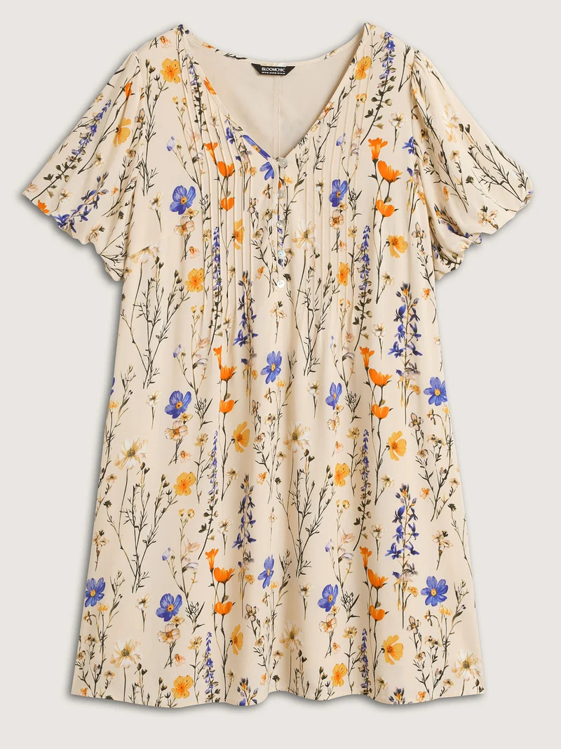 Florals Everywhere Toothpick Pleat Midi Dress