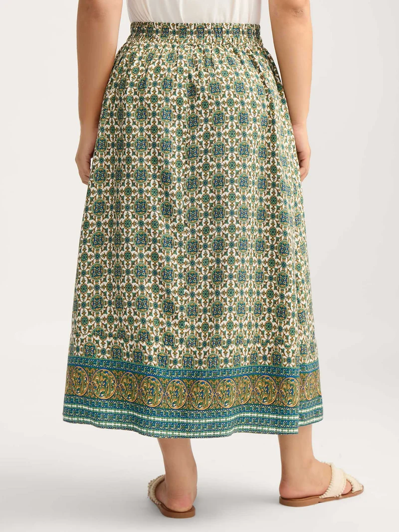 Breezy Boho Print Stretchy Maxi Skirt