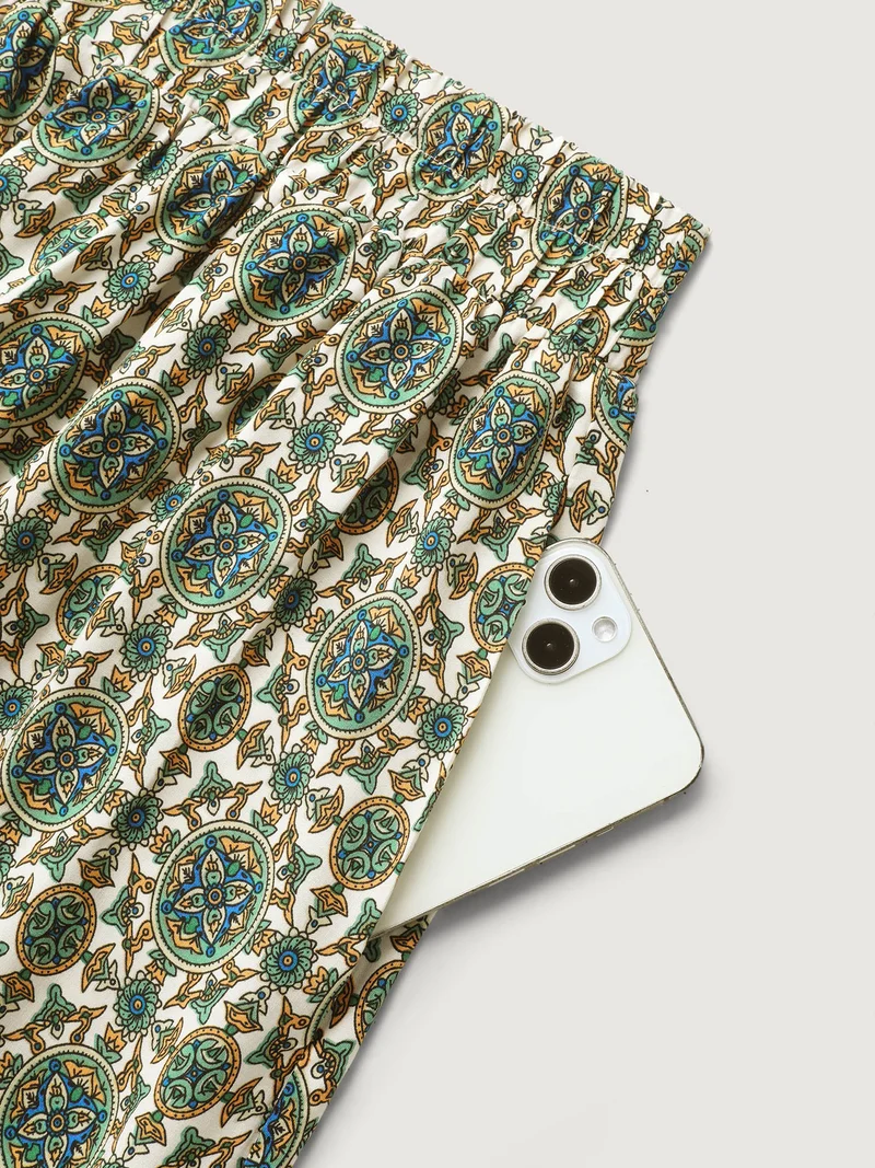 Breezy Boho Print Stretchy Maxi Skirt